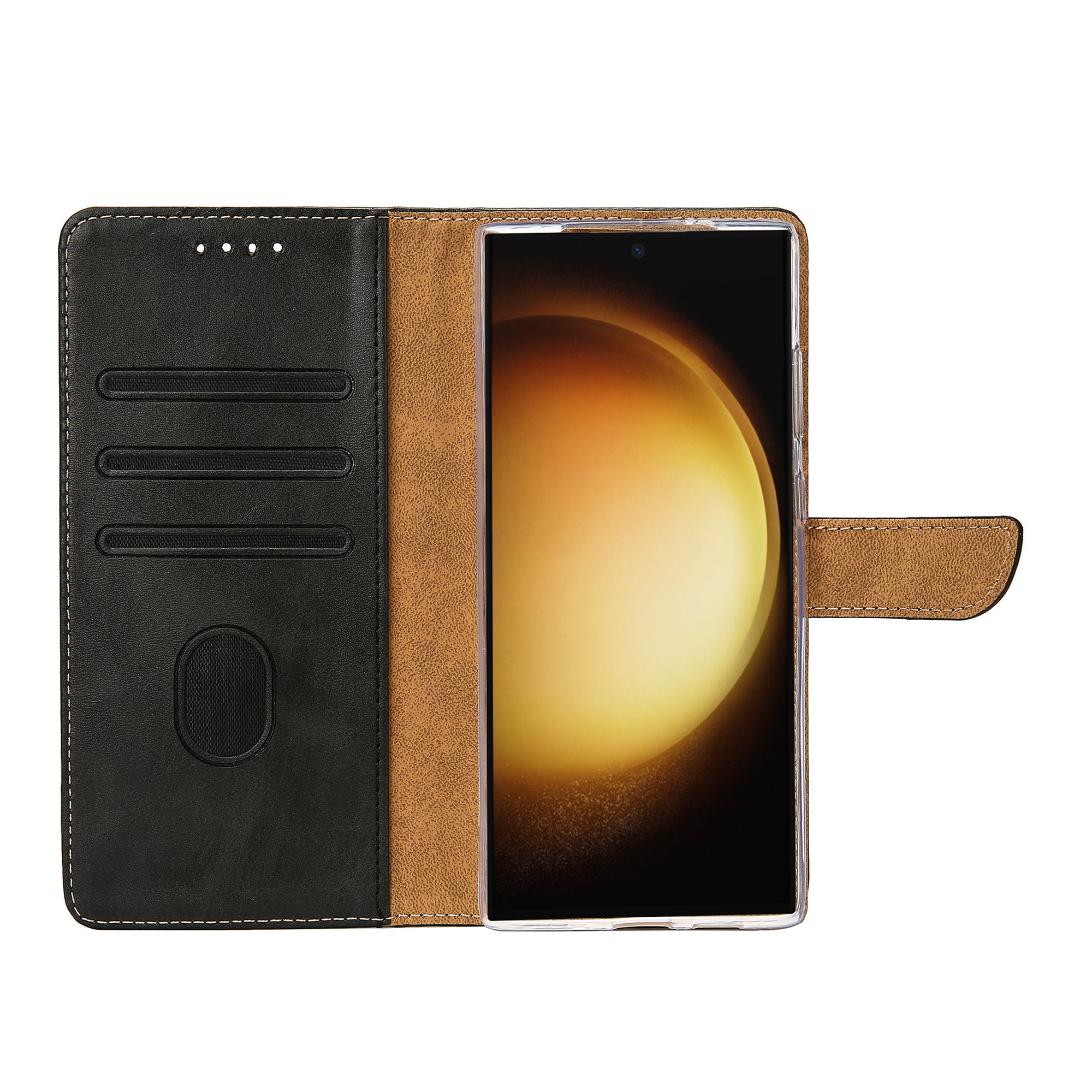 Rixus Bookcase For Samsung Galaxy S23 Ultra Black