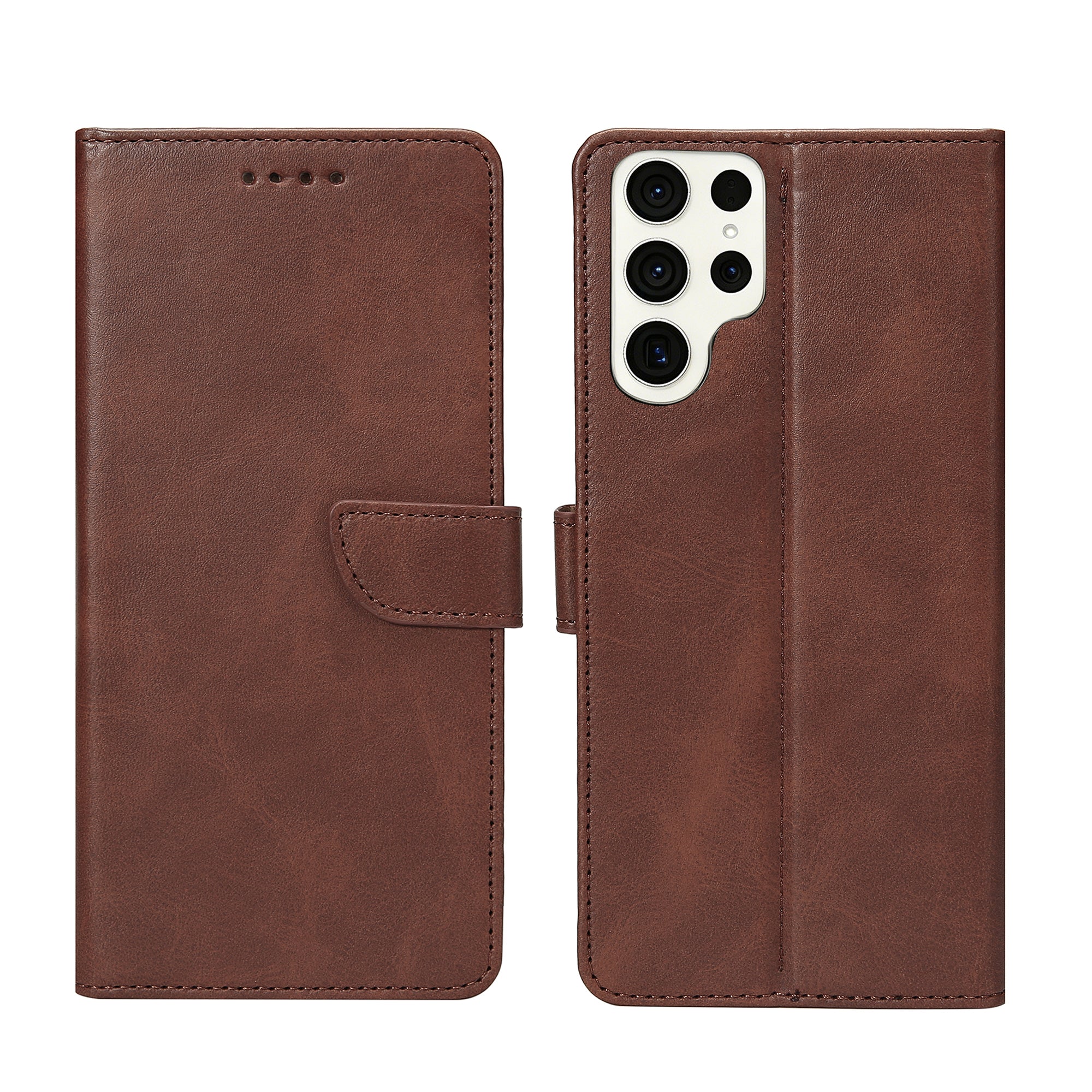 Rixus Bookcase For Samsung Galaxy S23 Ultra Brown