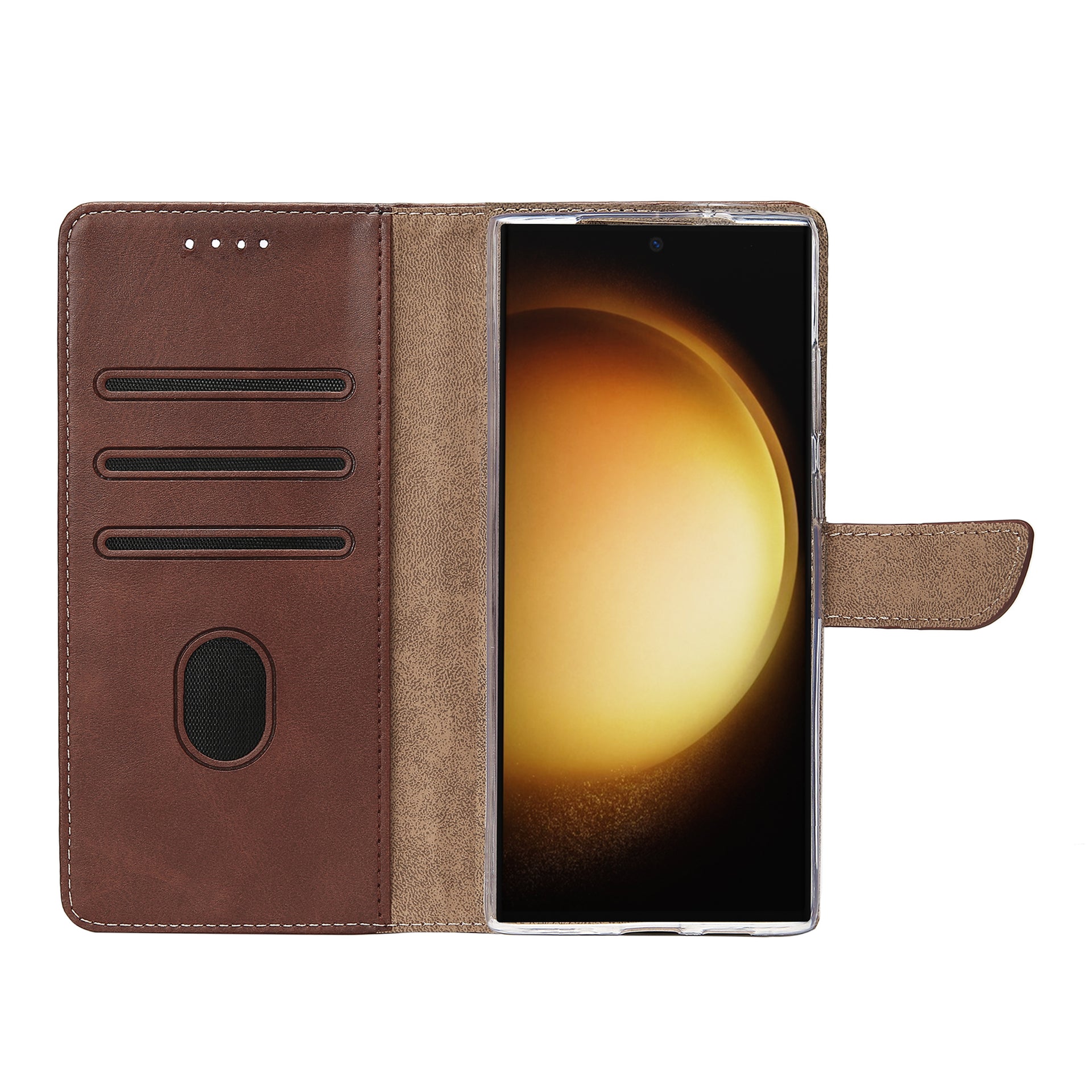 Rixus Bookcase For Samsung Galaxy S23 Ultra Brown