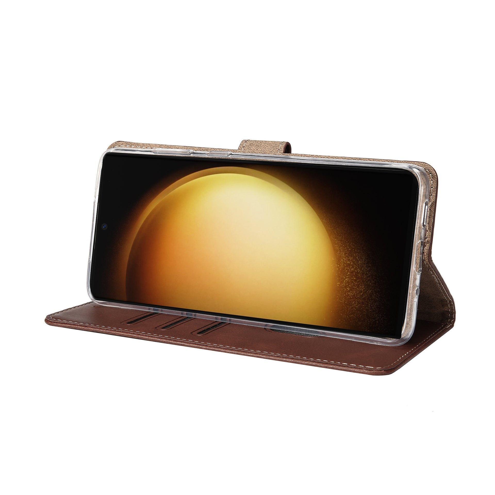 Rixus Bookcase For Samsung Galaxy S23 Ultra Brown