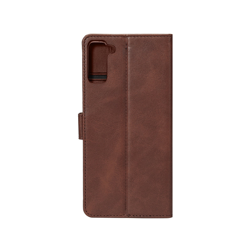 Rixus Bookcase For Samsung Galaxy S21 FE G990B Brown