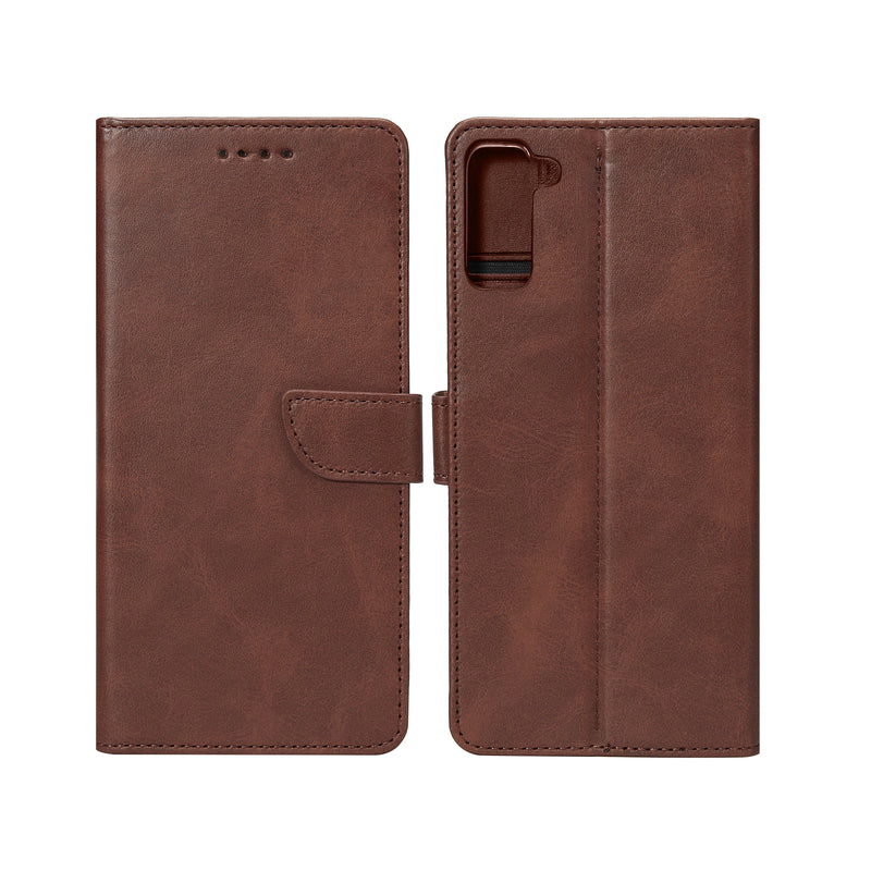 Rixus Bookcase For Samsung Galaxy S21 FE G990B Brown