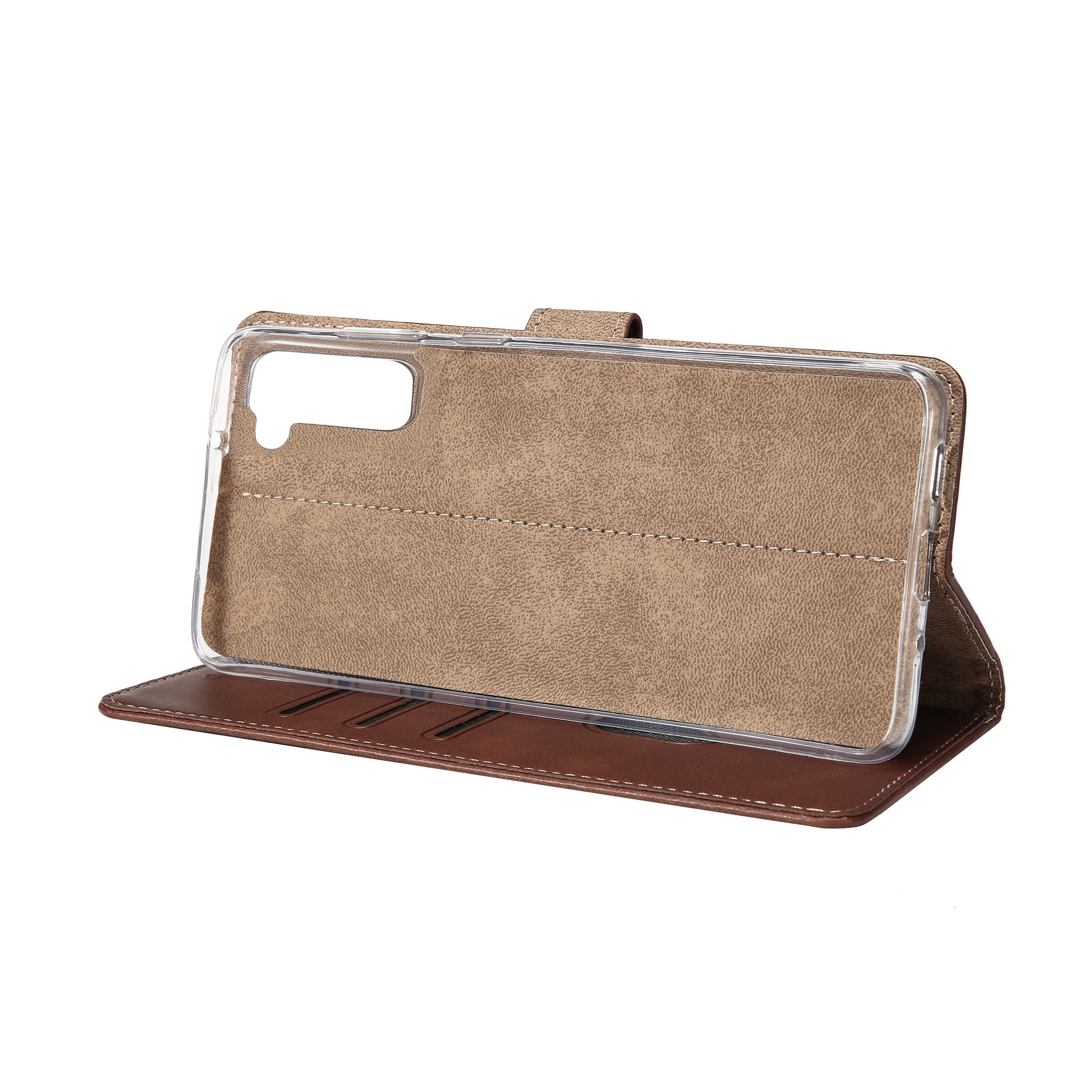 Rixus Bookcase For Samsung Galaxy S21 FE 5G Brown