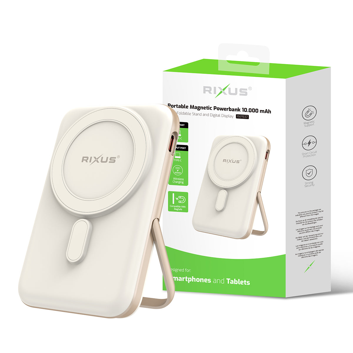 Rixus RXPB37 Portable Magnetic Powerbank 10000mAh With Stand Rose Gold