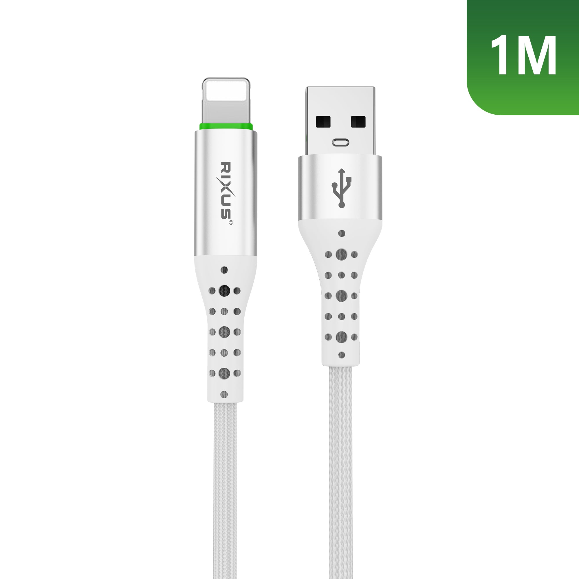 Rixus RXUC21AL Auto Disconnect USB-A To Lightning Connector Cable White