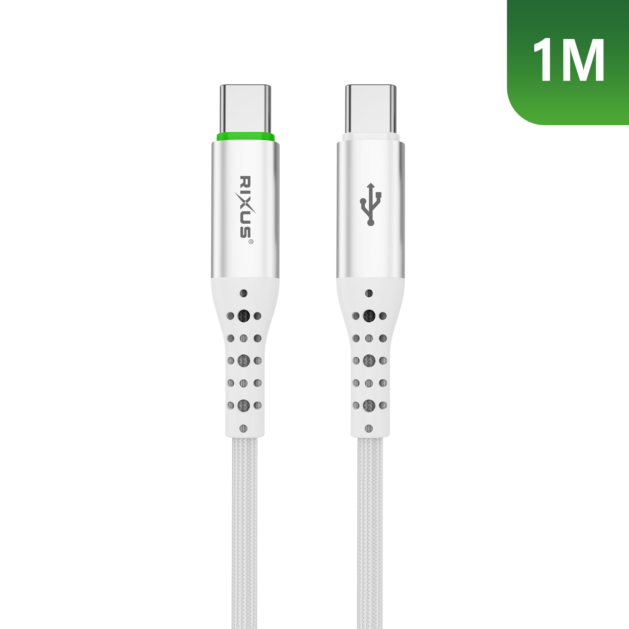 Rixus RXUC21C Auto Disconnect USB-C To USB-C Cable White