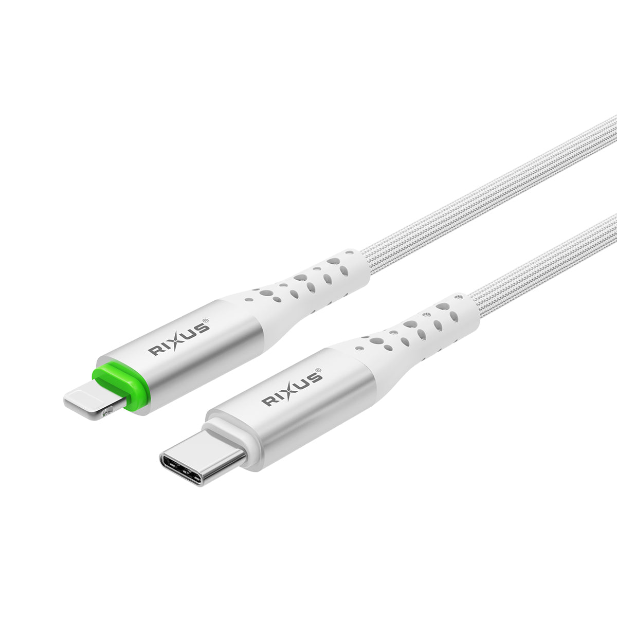 Rixus RXUC21L Auto Disconnect USB-C To Lightning Connector Cable White