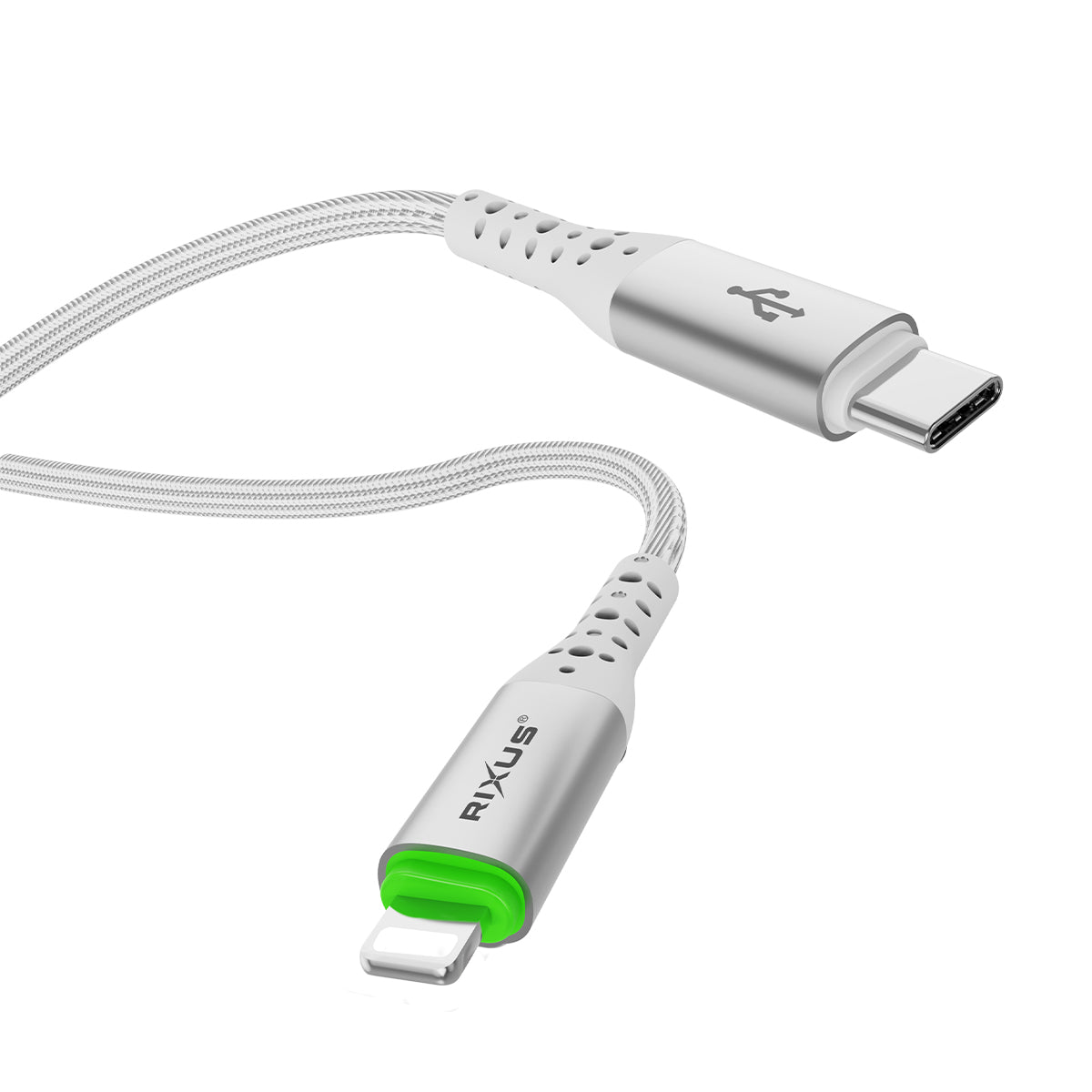 Rixus RXUC21L Auto Disconnect USB-C To Lightning Connector Cable White