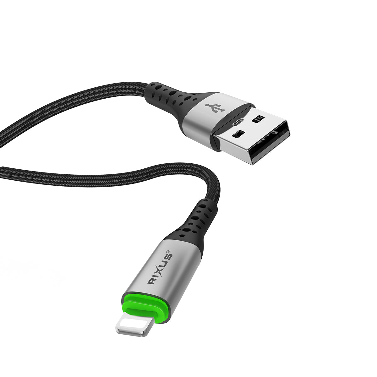 Rixus RXUC22AL Auto Disconnect USB-A To Lightning Connector Cable Black