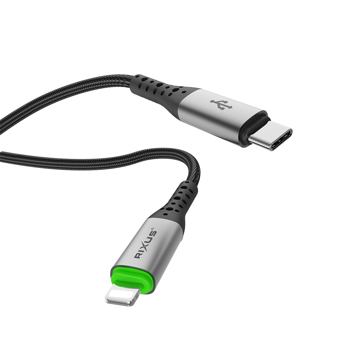 Rixus RXUC22L Auto Disconnect USB-C To Lightning Connector Cable Black
