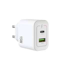 Rixus RXHC15 USB-C, USB-A Power Adapter 15W White