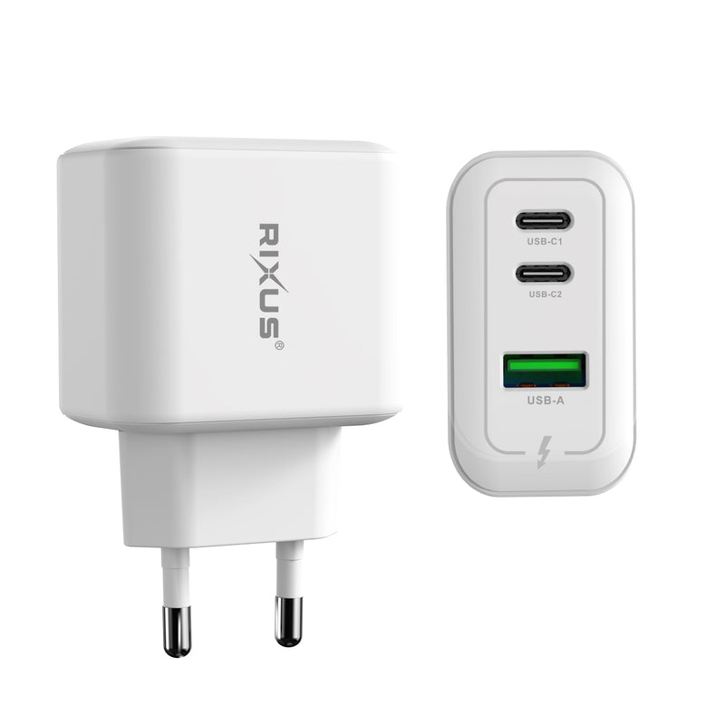 Rixus RXHC67 65W GaN Multi Port Power Adapter White
