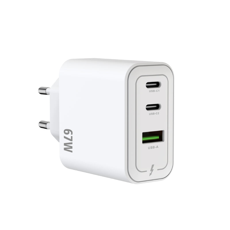 Rixus RXHC67 65W GaN Multi Port Power Adapter White