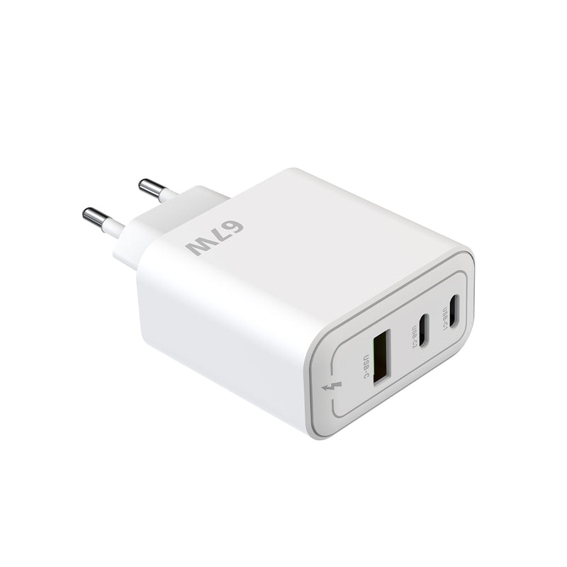 Rixus RXHC67 65W GaN Multi Port Power Adapter White