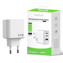 Rixus RXHC67 65W GaN Multi Port Power Adapter White