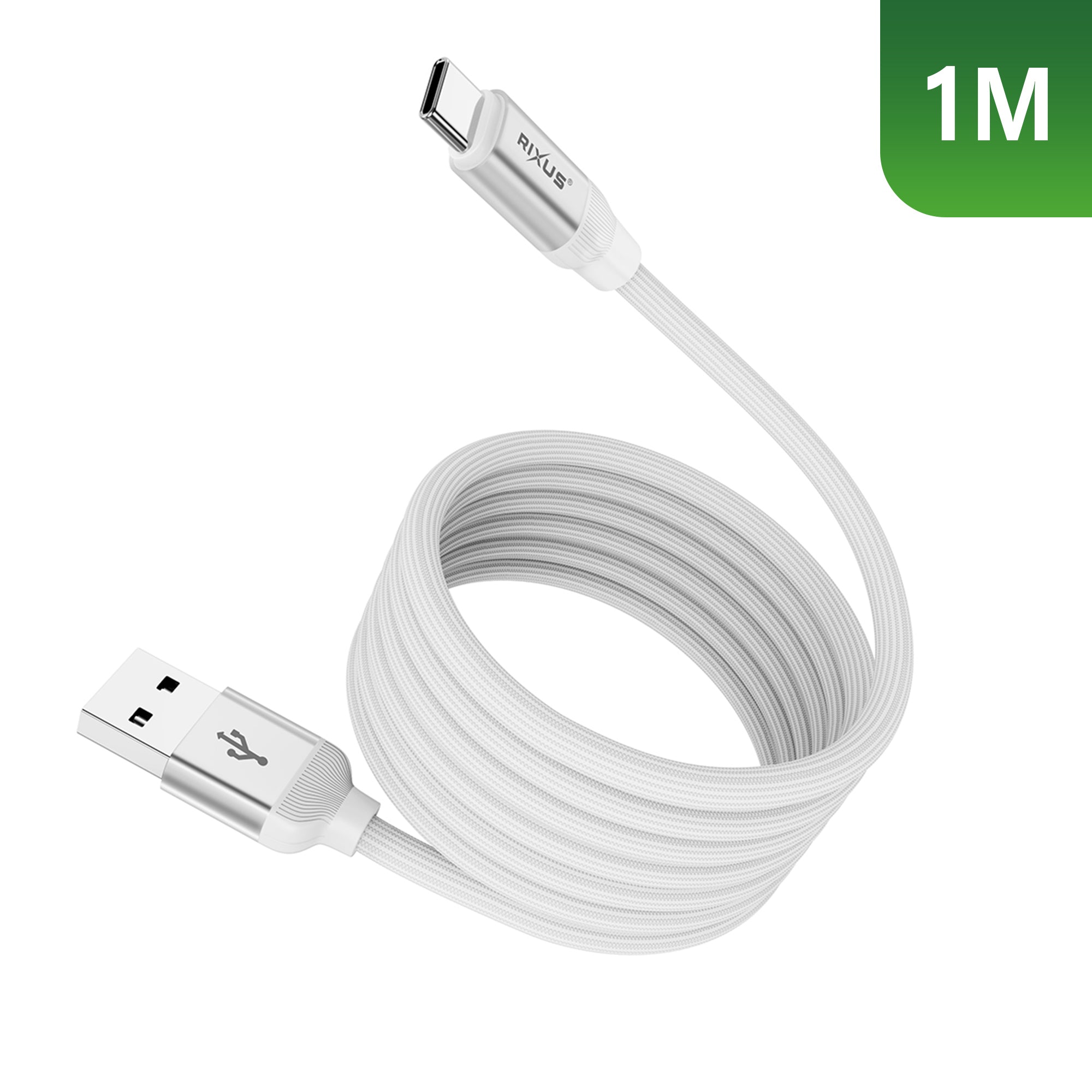 Rixus RXUC59AC Magnetic Charging Cord USB-A To USB-C 1m 15W White
