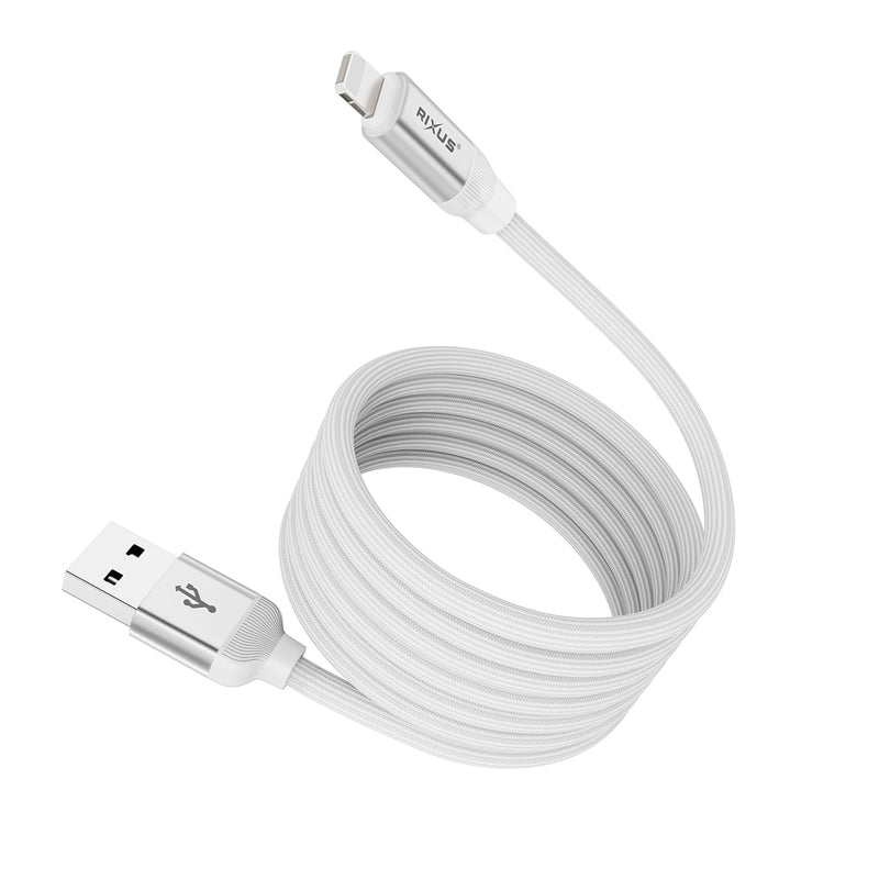 Rixus RXUC59AL Magnetic Charging Cord USB-A To Lightning 100CM 10W White