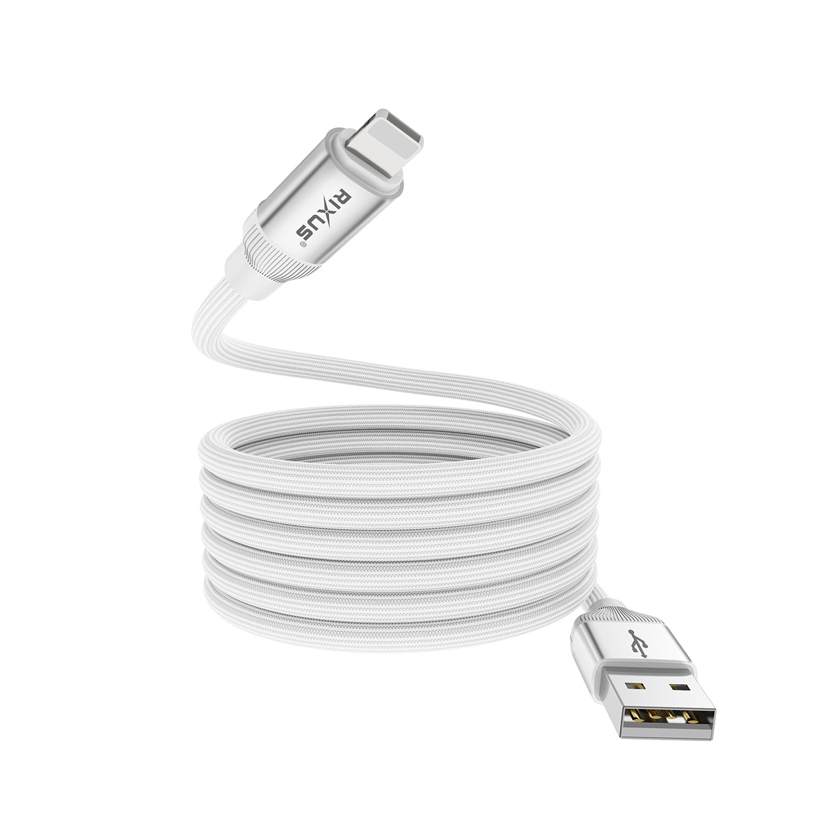 Rixus RXUC59AL Magnetic Charging Cord USB-A To Lightning Connector 1m 10W White