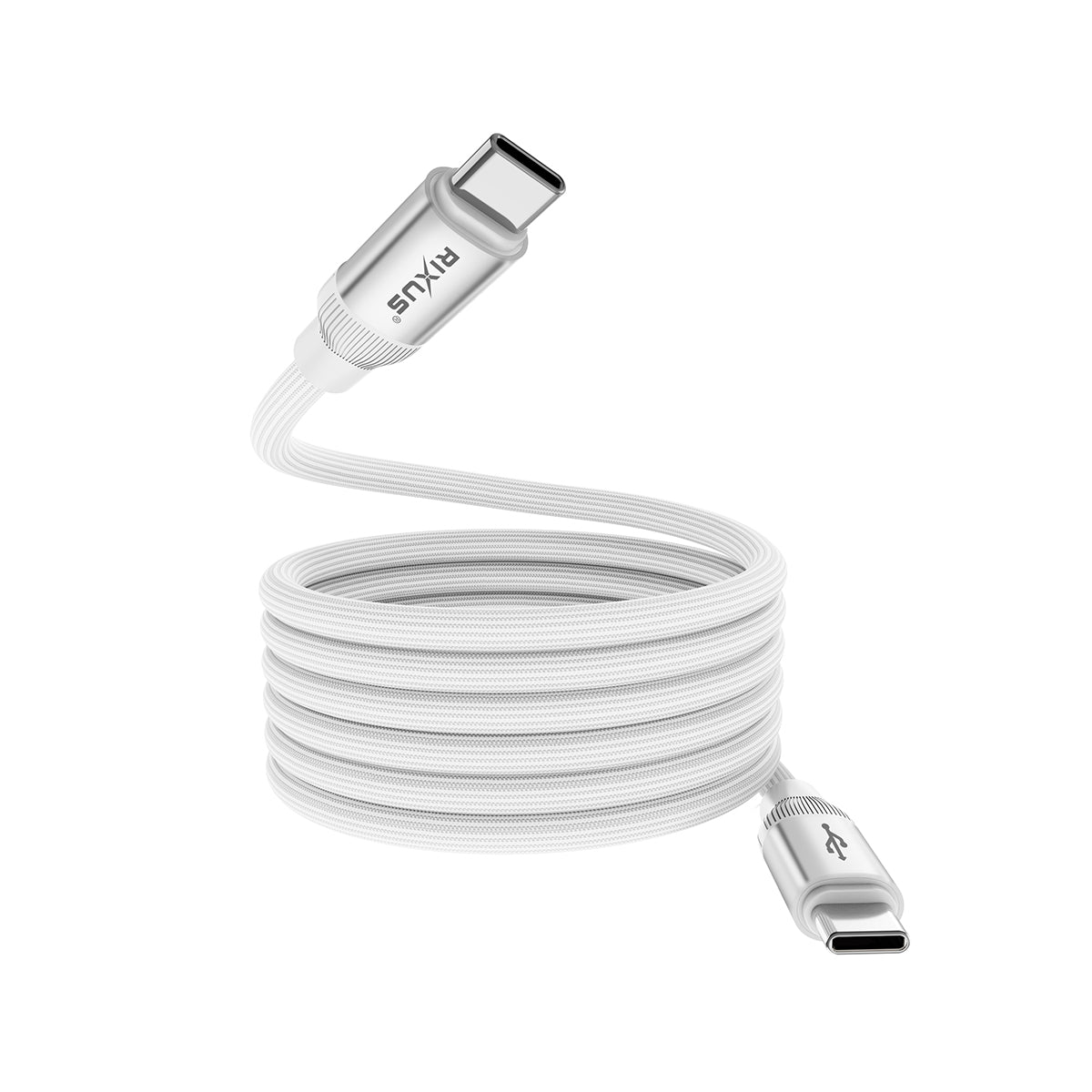 Rixus RXUC59C Magnetic Charging Cord USB-C To USB-C 1m 60W White