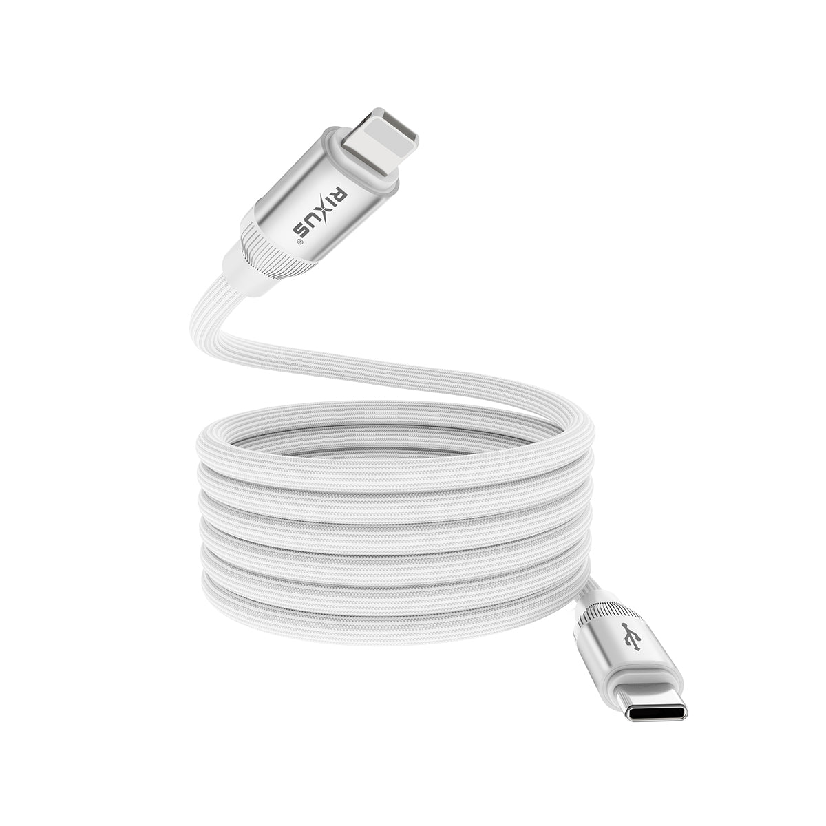 Rixus RXUC59L Magnetic Charging Cord USB-C To Lightning Connector 1m 30W White