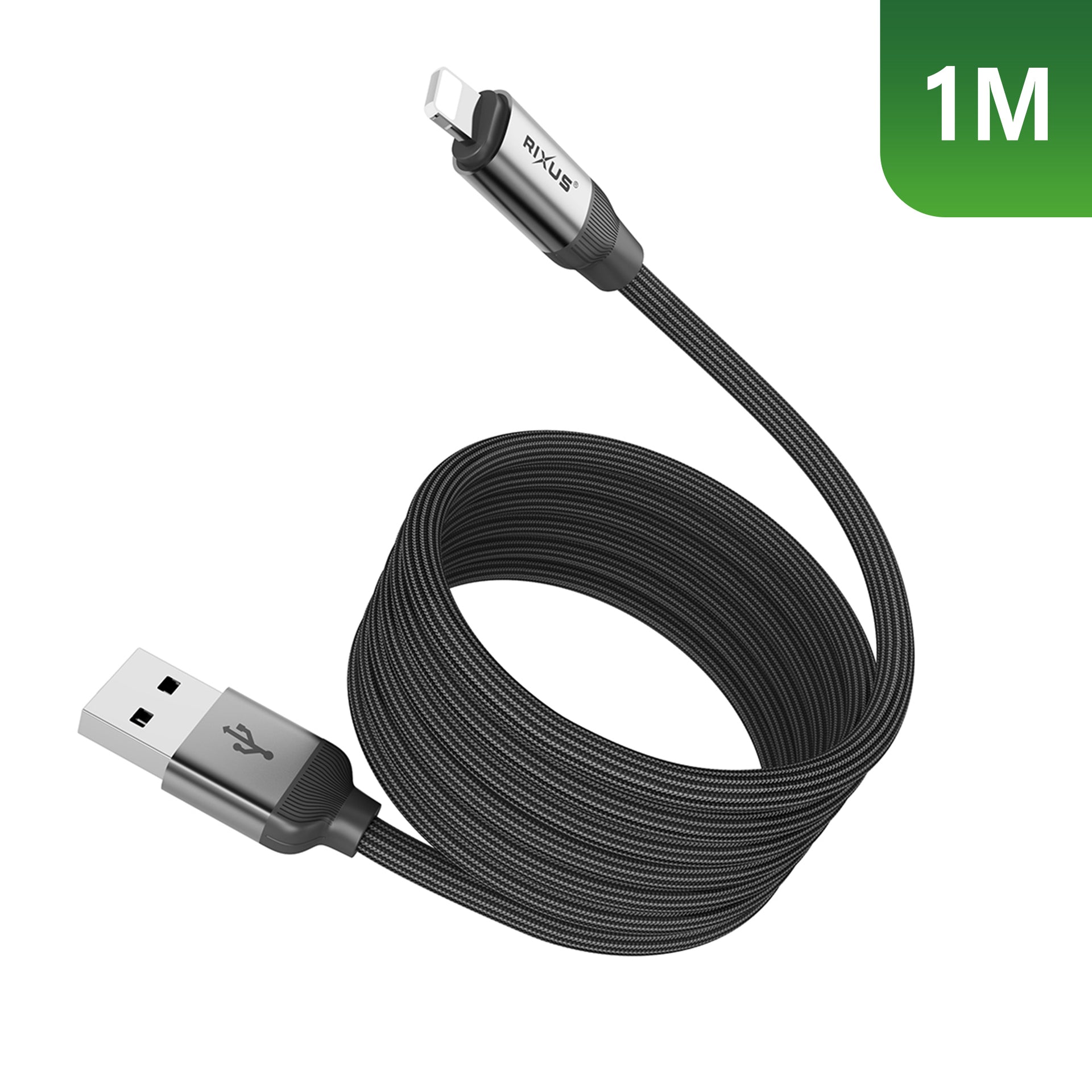 Rixus RXUC61AL Magnetic Charging Cord USB-A To Lightning Connector 1m 10W Black