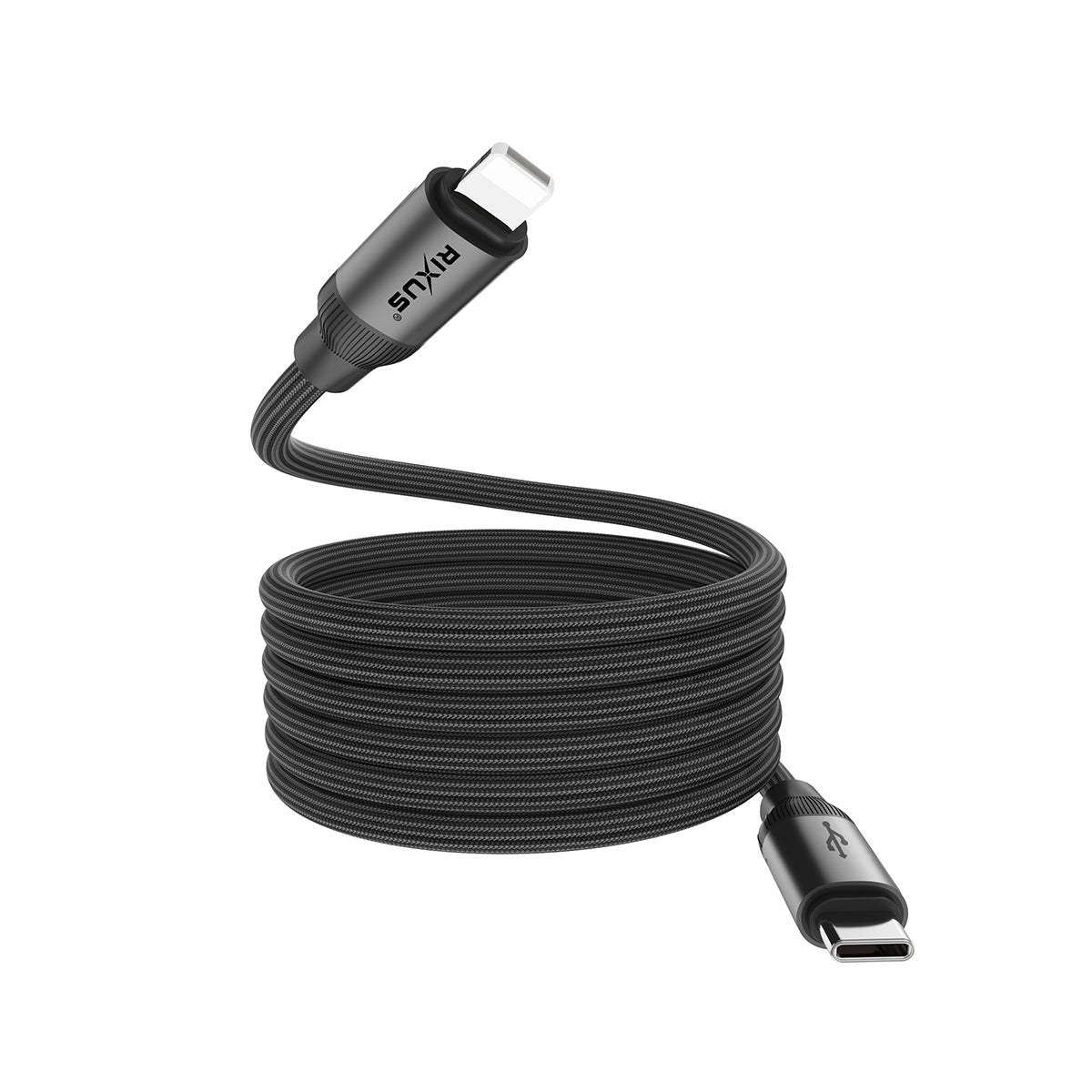 Rixus RXUC61L Magnetic Charging Cord USB-C To Lightning Connector 1m 30W Black