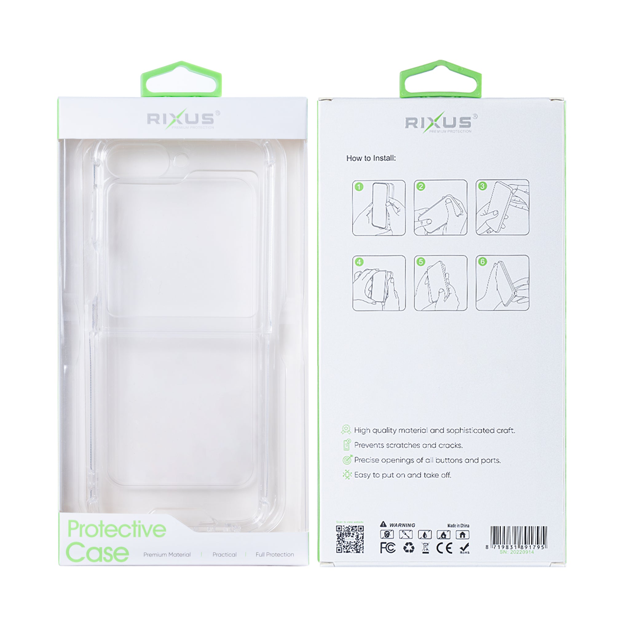 Rixus Anti-Burst Case For Samsung Galaxy Z Flip6 Clear