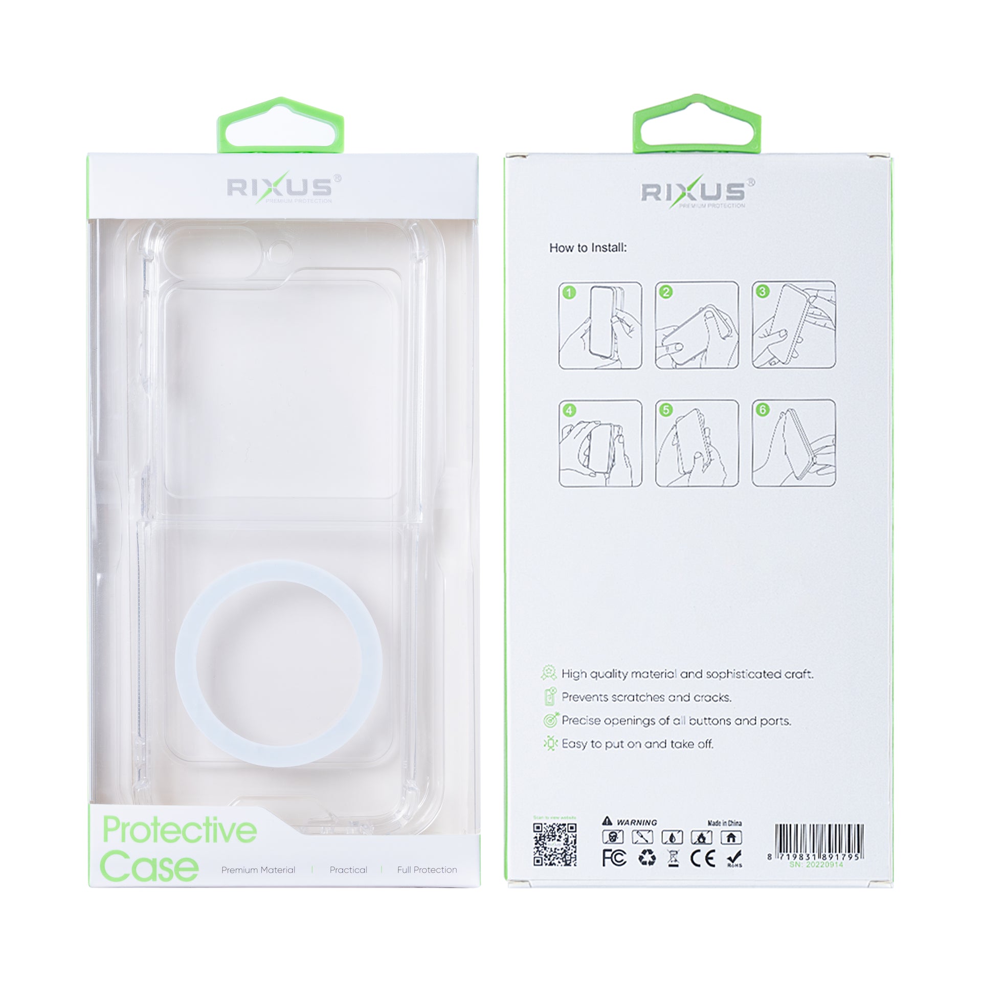 Rixus Anti-Burst Case With MagSafe Compatible For Samsung Galaxy Z Flip6 Transparent