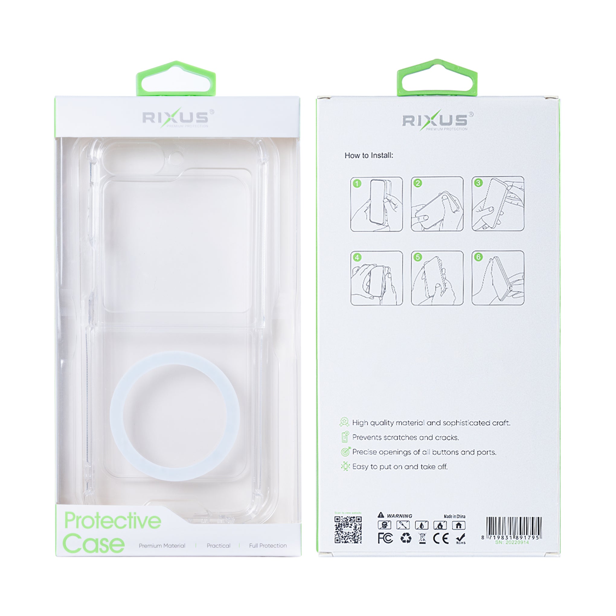 Rixus Anti-Burst Case With MagSafe Compatible For Samsung Galaxy Z Flip6 Transparent