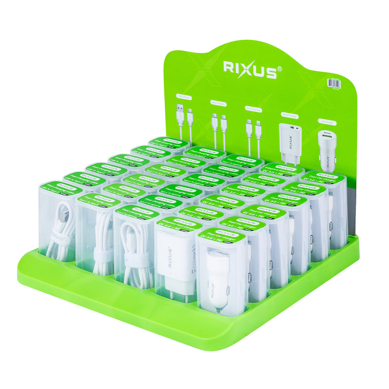 Rixus RX90S Adaptive Fast Charger QC 3.0 + PD 20W (Counter Display)