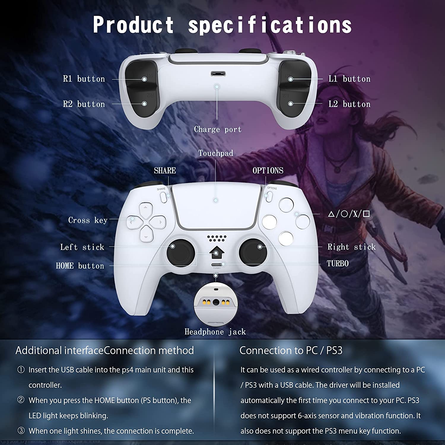 For Sony PlayStation 4 Wireless Bluetooth Game Controller (T28) White OEM