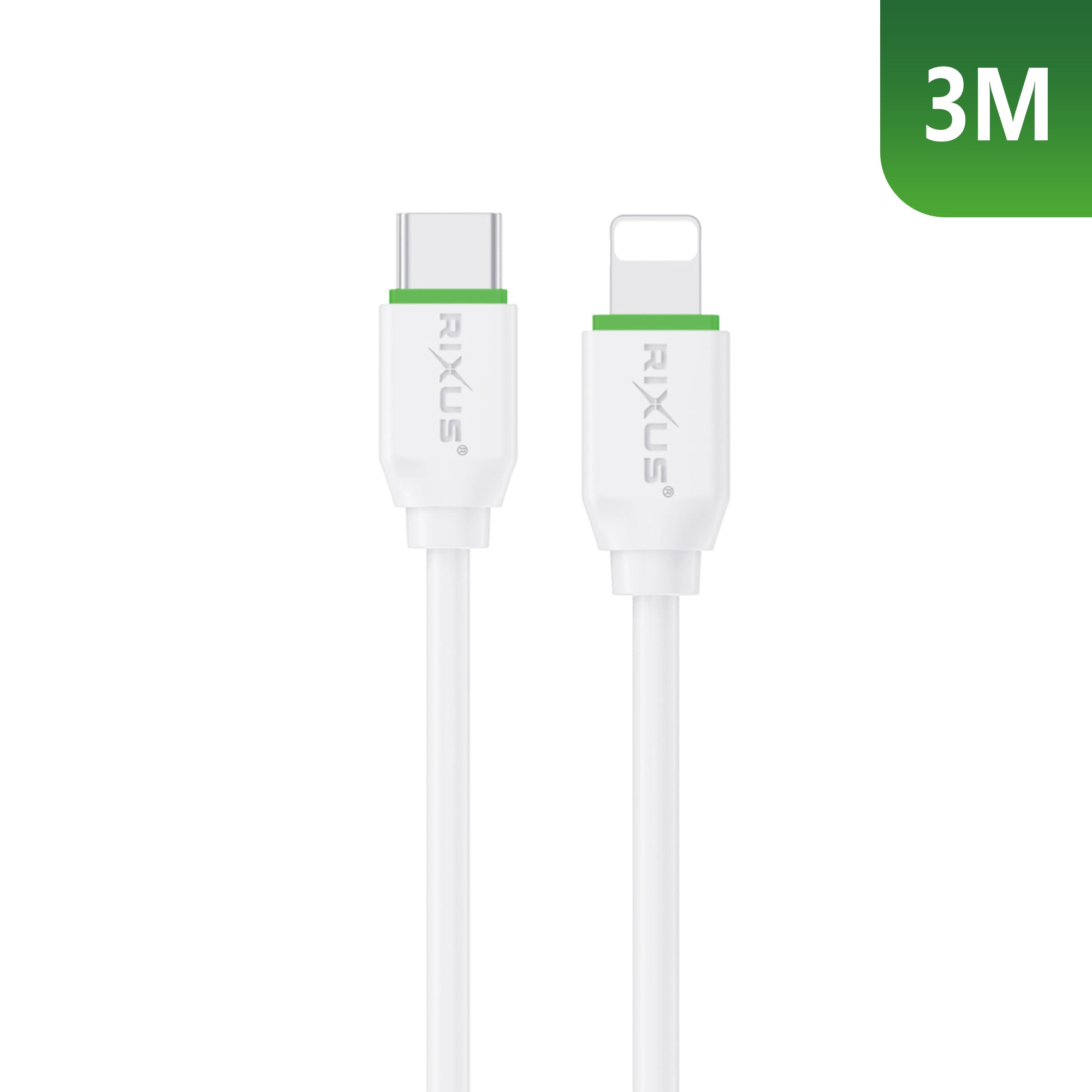 Rixus RX2017L Data Sync And Fast Charge Cable USB-C To Lightning Connector 3m