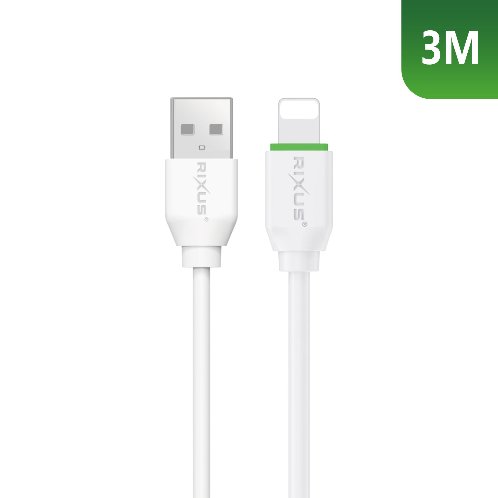 Rixus RX2017AL Data Sync And Fast Charge Cable USB To Lightning Connector 3m