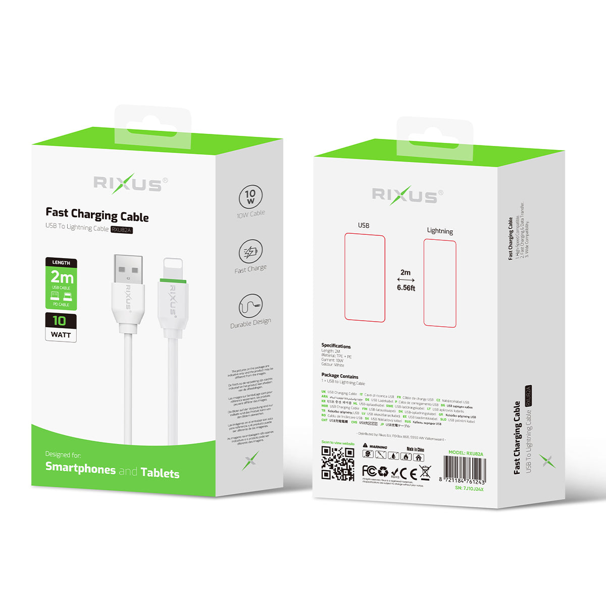Rixus RXU82A Boost Data Cable USB To Lightning Connector 2m