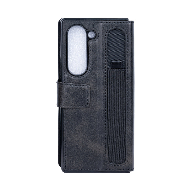 Rixus Wallet Case With Pen Holder For Samsung Galaxy Z Fold6 Black