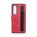 Rixus Wallet Case For Samsung Galaxy Z Fold 6 With Pen Holder Red