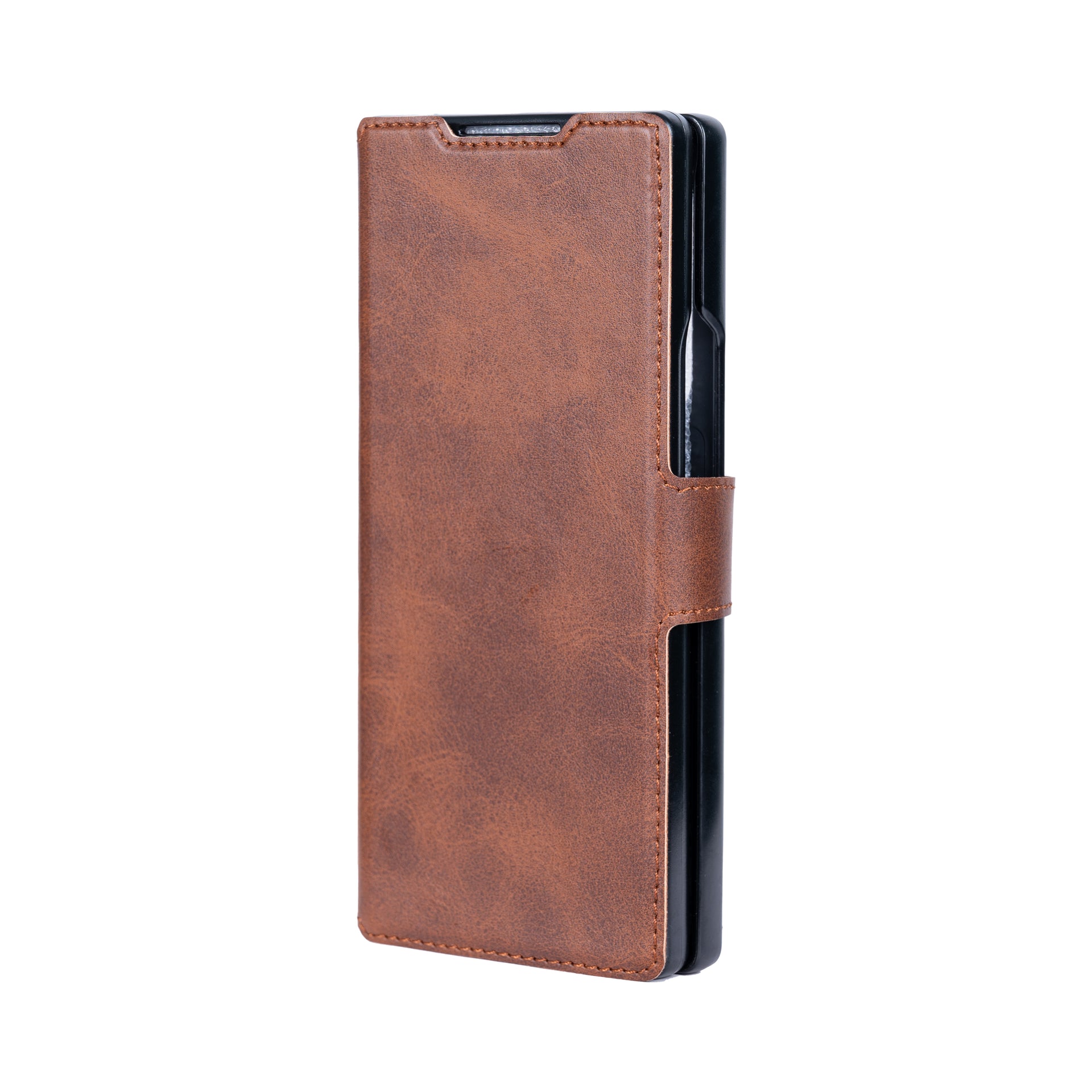 Rixus Wallet Case With Pen Holder For Samsung Galaxy Z Fold5 Brown