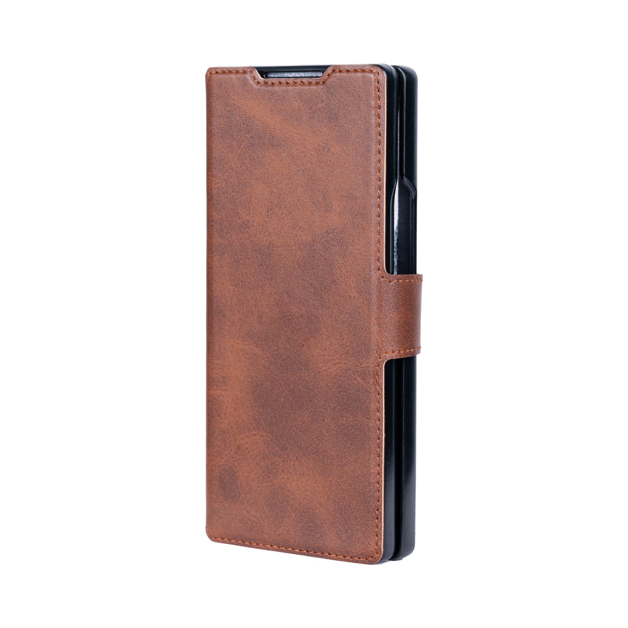 Rixus Wallet Case With Pen Holder For Samsung Galaxy Z Fold5 Brown