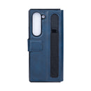 Rixus Wallet Case With Pen Holder For Samsung Galaxy Z Fold5 Blue