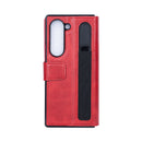 Rixus Wallet Case With Pen Holder For Samsung Galaxy Z Fold5 Red