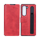 Rixus Wallet Case With Pen Holder For Samsung Galaxy Z Fold5 Red