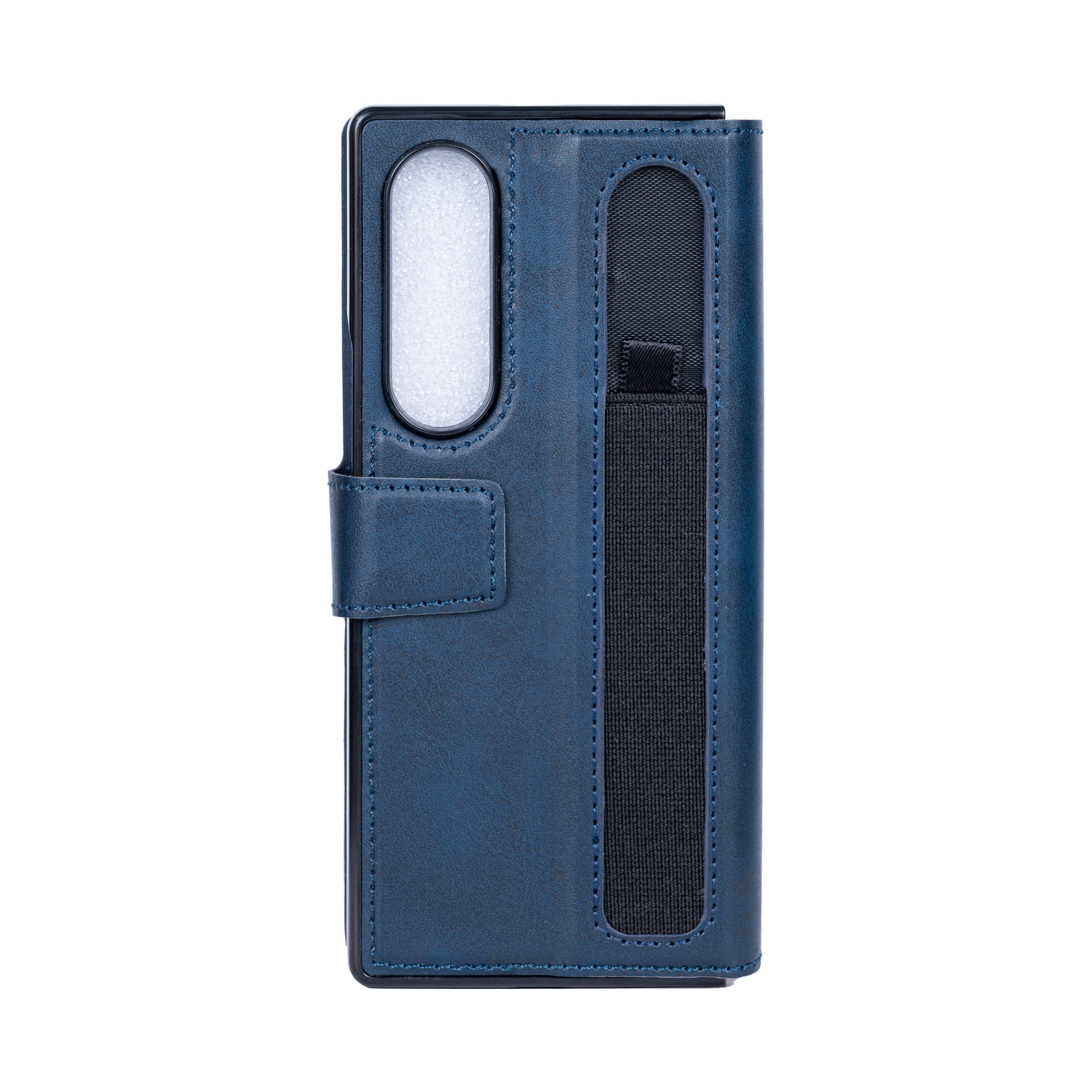 Rixus Wallet Case With Pen Holder For Samsung Galaxy Z Fold4 Blue