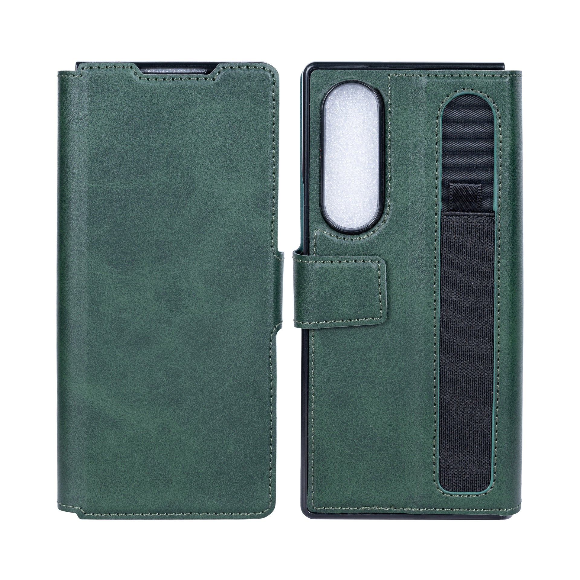 Rixus Wallet Case With Pen Holder For Samsung Galaxy Z Fold4 Green