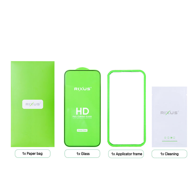 Rixus Clear HD Full Curved Edge Tempered Glass For iPhone 16 Pro Max