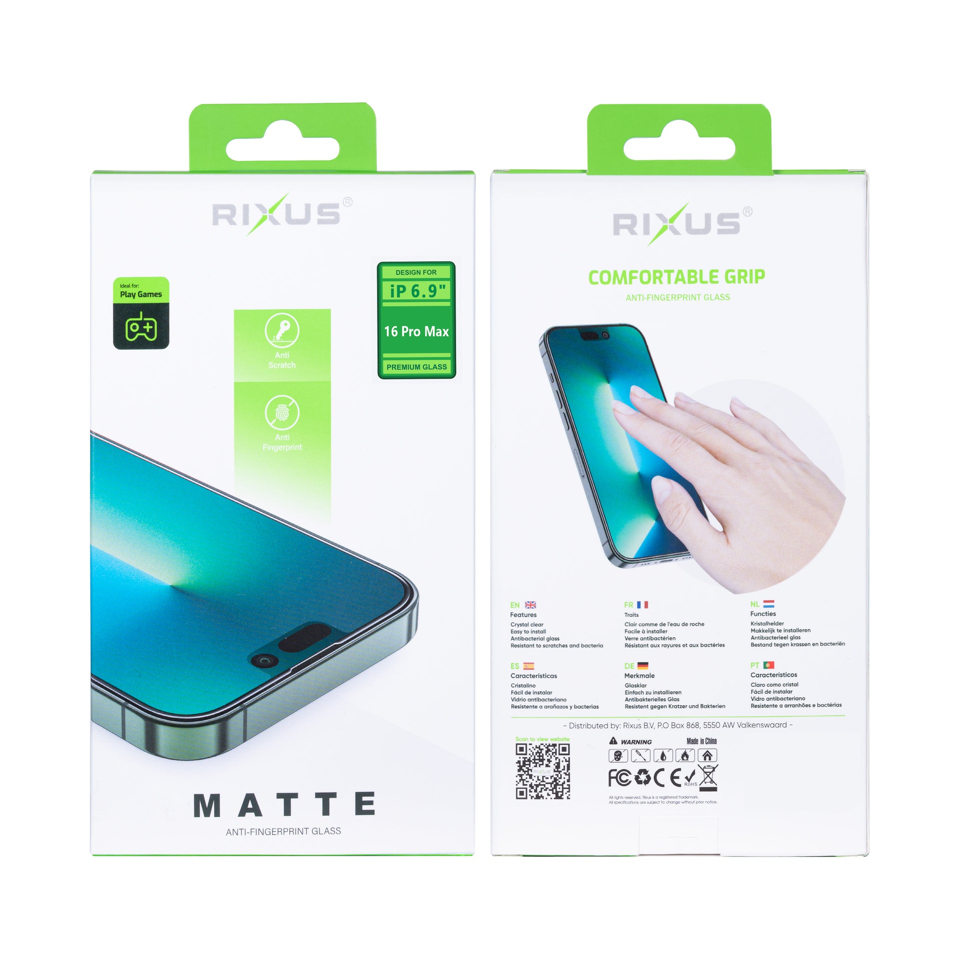 Rixus Matte Tempered Glass For Apple iPhone 16 Pro Max