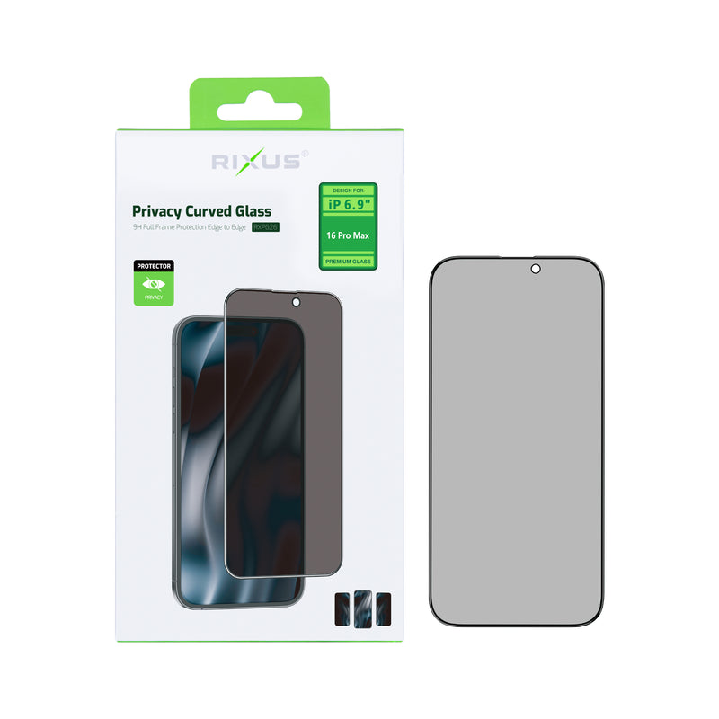 Rixus Privacy Full Curved Edge Tempered Glass For iPhone 16 Pro Max