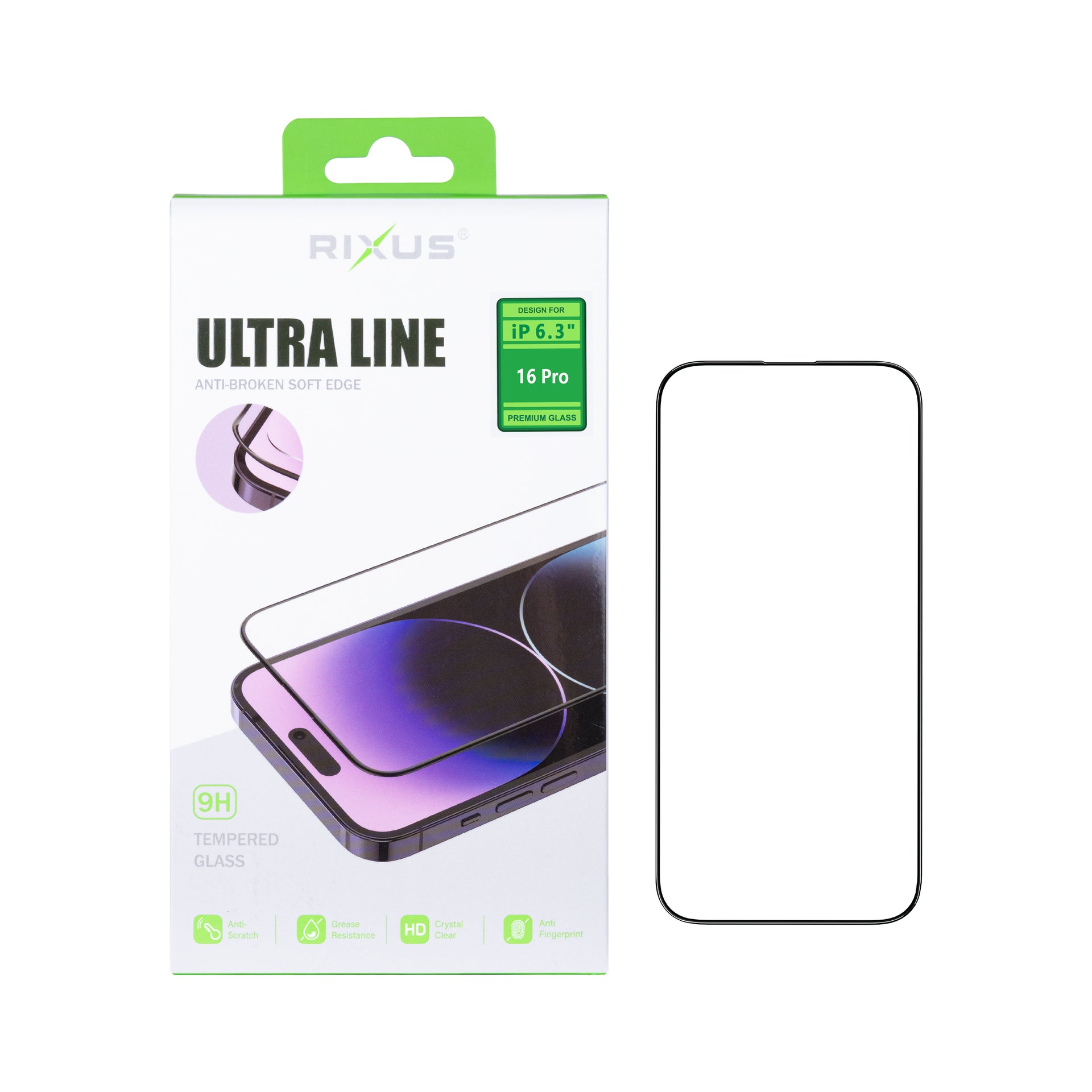 Rixus Clear HD Ultra Line Tempered Glass For Apple iPhone 16 Pro