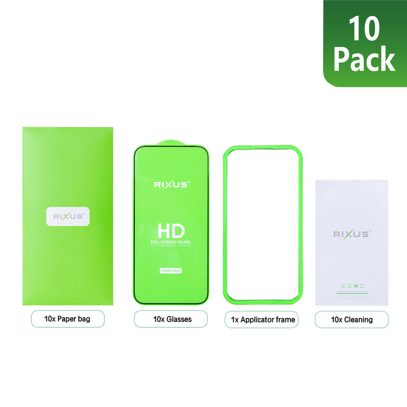 Rixus Clear HD Full Curved Edge Tempered Glass For iPhone 16 Pro Max (10-Pack)