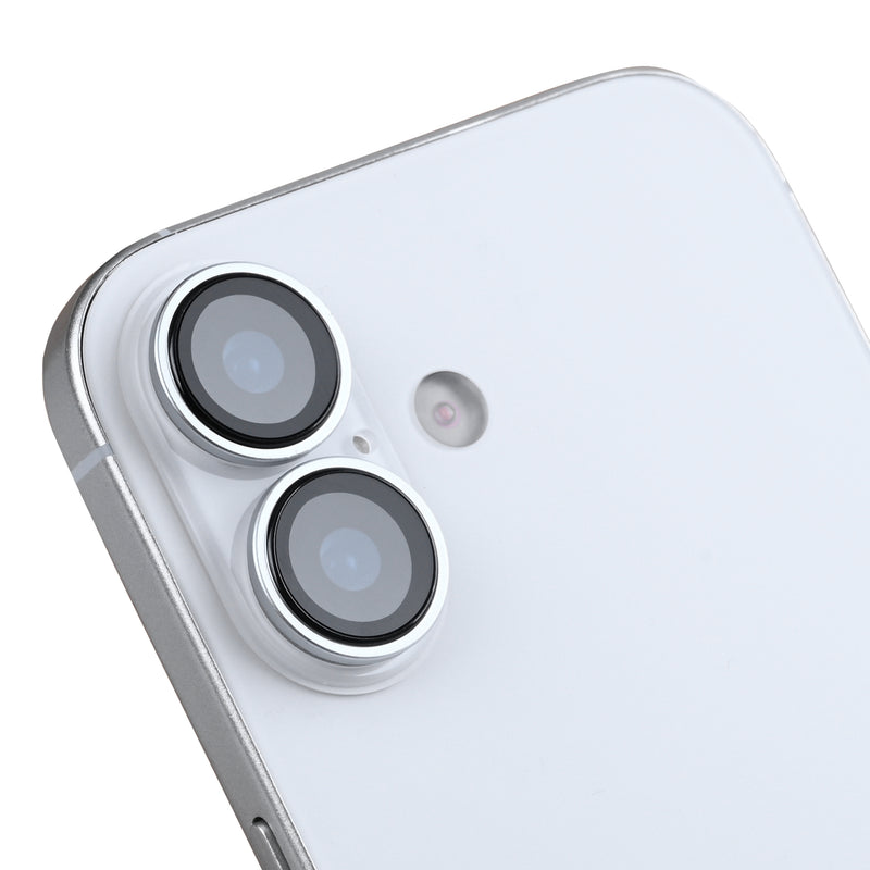 Rixus Metal Shield Camera Tempered Glass For iPhone 16,16 Plus,17 Silver