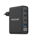 Rixus RX100 GaN Power Adapter With Digital Display 100W Black
